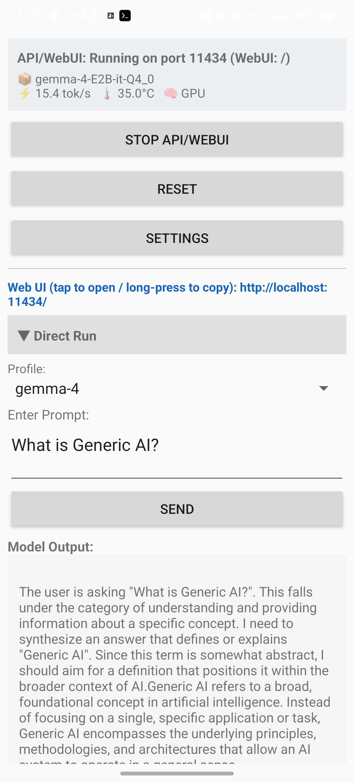 LLM AI Server with llama.cpp のメイン画面